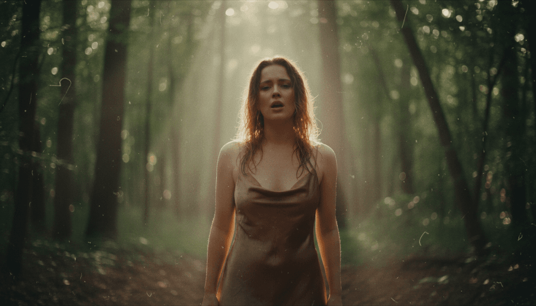 एक शैलीगत घूमते हुए दरवाज़े के गतिशील दृश्य, बदलते भावनाओं और शहर की रोशनी के अमूर्त प्रतिनिधित्व के साथ, Tate McRae के गाने के साथ तालमेल बिठाते हुए।