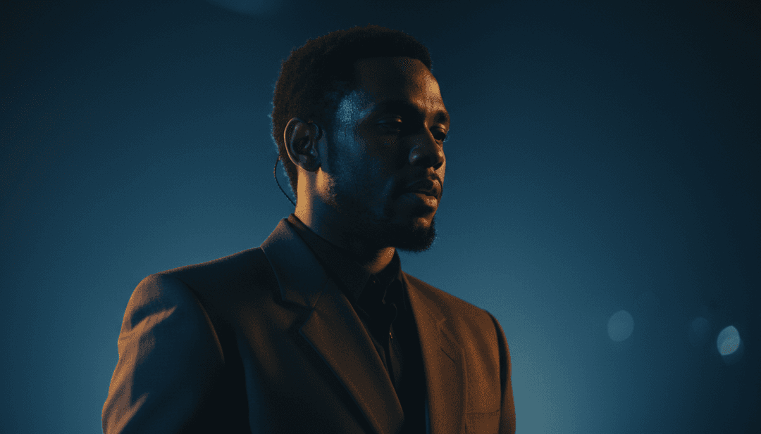 Un ambiente di studio creativo con un utente che interagisce con freebeat.ai, generando un video musicale AI per la propria traccia.