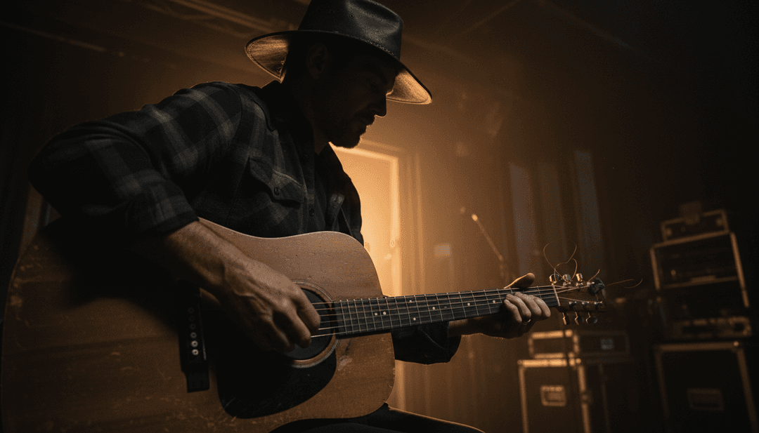 AI 分析 Morgan Wallen 和 Tate McRae 的《What I Want》音訊波形和歌詞主題的概念圖，揭示情感模式。