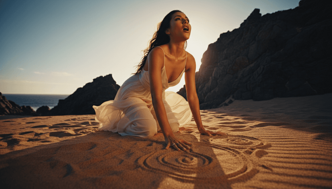 Dynamische animierte Szenen, die ein Paar unter Neonlichtern tanzen zeigen, mit kostenlosen Untertiteln, generiert von KI für 'Looking For Love'.