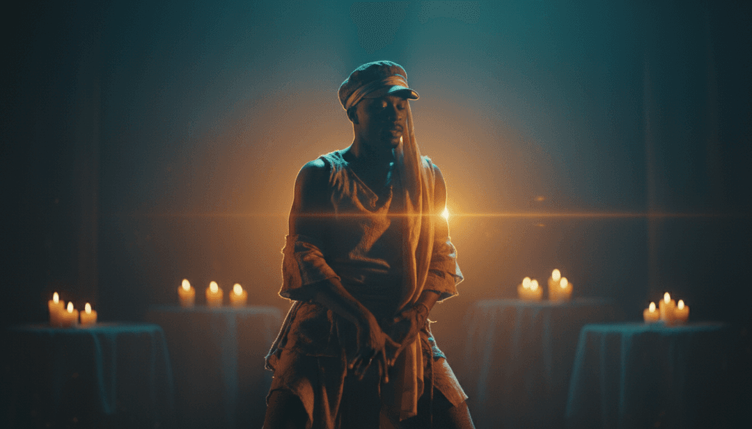 Visualizações abstratas de elementos de música deep house – luzes pulsantes, movimentos fluidos e energia dinâmica – geradas por um gerador de capas de música de IA.