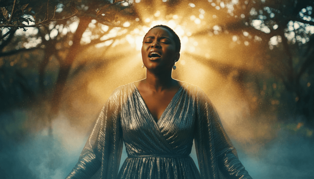 Visuais animados dinâmicos reagindo às quedas de batida eletrônica e aos vocais de Kah-Lo de 'Woof'.