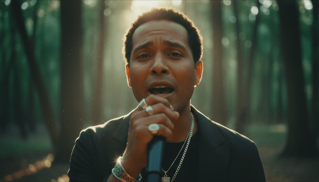 Um usuário interagindo com a interface freebeat.ai, personalizando um videoclipe para 'Dark Thoughts' de Lil Tecca.