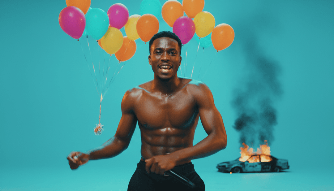 Usuário interagindo com confiança com a interface freebeat.ai, criando um vídeo musical de alta qualidade para "This Is America".