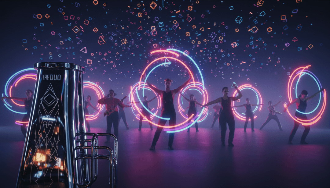 一个为 'Around the World' 制作的、高质量音乐视频的风格化蒙太奇，展示了全球主题和动态剪辑。