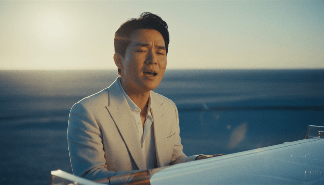 मुख्य दृश्य तत्वों को प्रदर्शित करने वाला एक जीवंत मोंटाज: खिड़की के शीशे पर बारिश की बूँदें, बाहर देखता एक अकेला व्यक्ति, पीछे घूमती एक घड़ी, लगभग छूते हुए हाथ लेकिन प्रकाश से अलग किए गए, जो गाने के मूड को दर्शाता है।