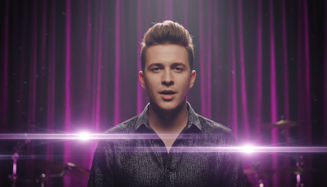 KI analysiert Wellenformen des Songs "Troublemaker" von Olly Murs und Flo Rida, um lebendige Visuals zu erzeugen, die Pop- und R&B-Energie zeigen.