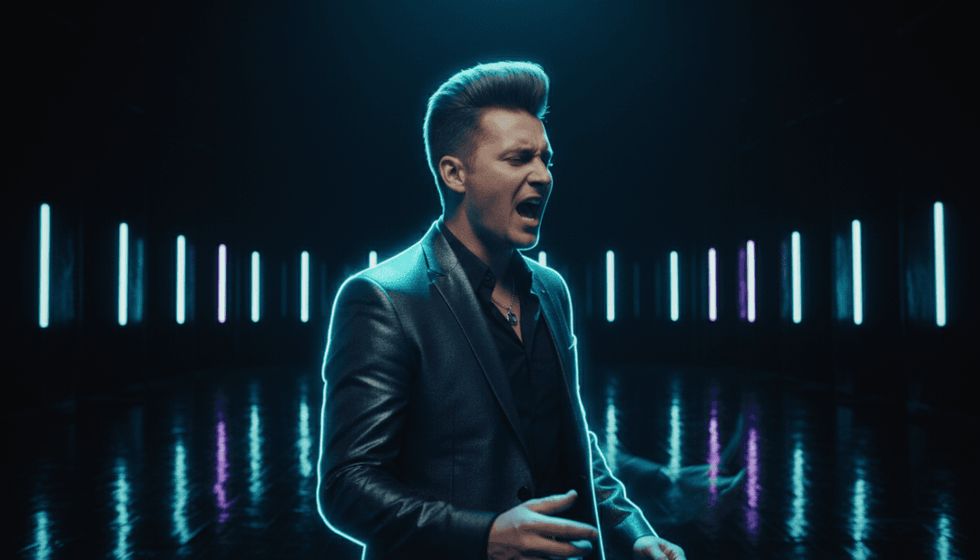 Eine Benutzeroberfläche von freebeat.ai, die ein fertiggestelltes, KI-generiertes Musikvideo für "Troublemaker" zeigt, bereit zum Teilen, mit Optionen für kostenlose Untertitel und Text-Download.