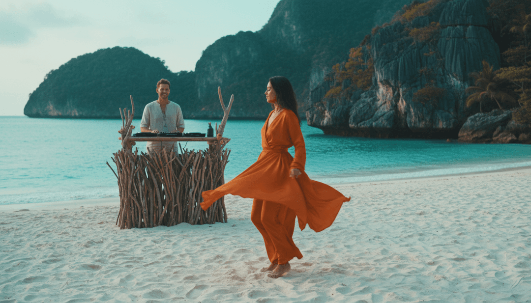 AI 將 Sam Feldt 的合成器和 RANI 的人聲轉換為動態霓虹都市景觀和抽象舞蹈動作的視覺呈現