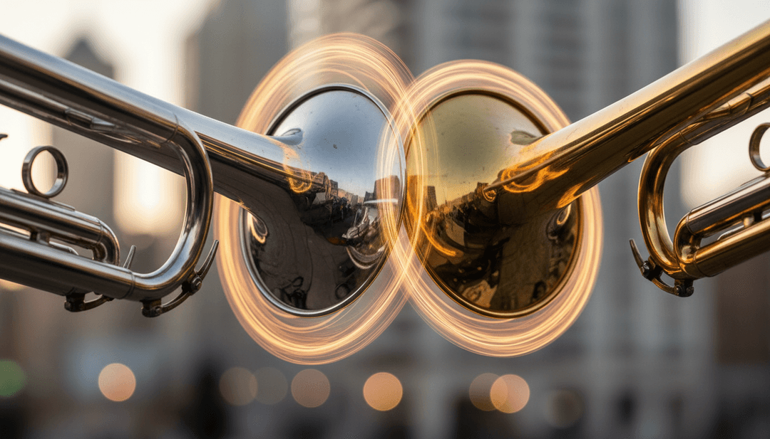 AI가 'So Sweet'을 위해 생성한 역동적인 장면으로, 빛나는 도시 풍경, 추상적인 재즈 악기 모티프, 트랩 문화를 반영하는 스트리트 아트가 특징입니다.