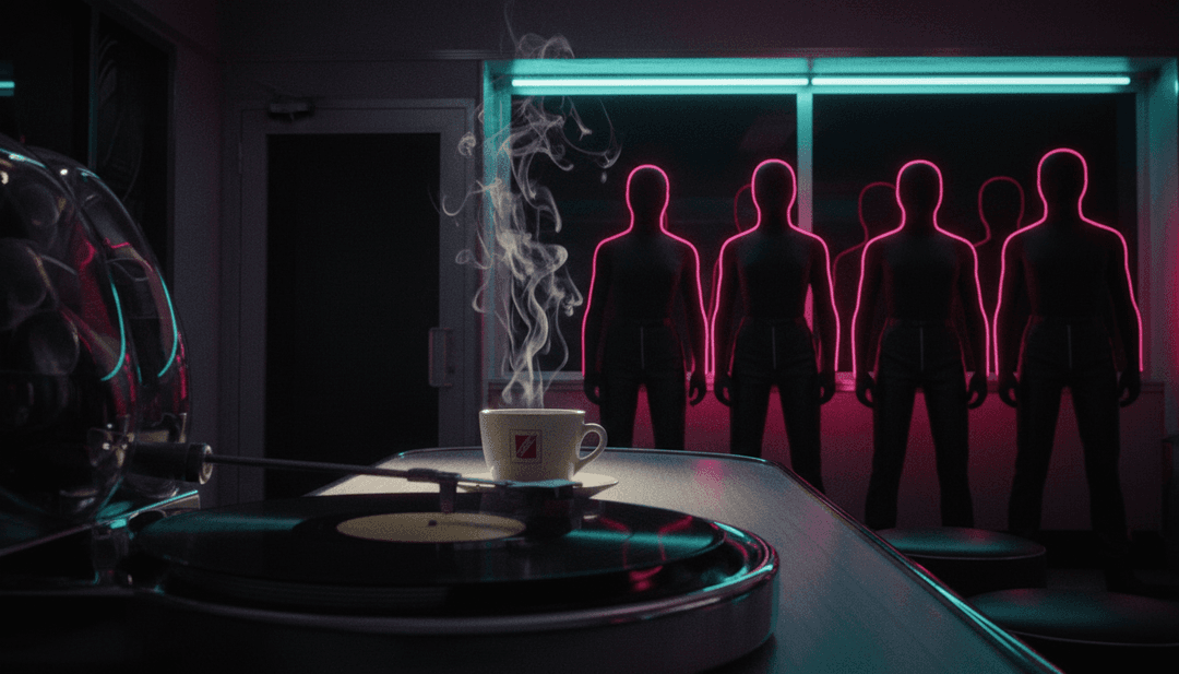 L'AI interpreta la struttura della canzone UNTOUCHABLE di ITZY e l'energia della danza K-pop con motivi astratti colorati e onde sonore ritmiche.