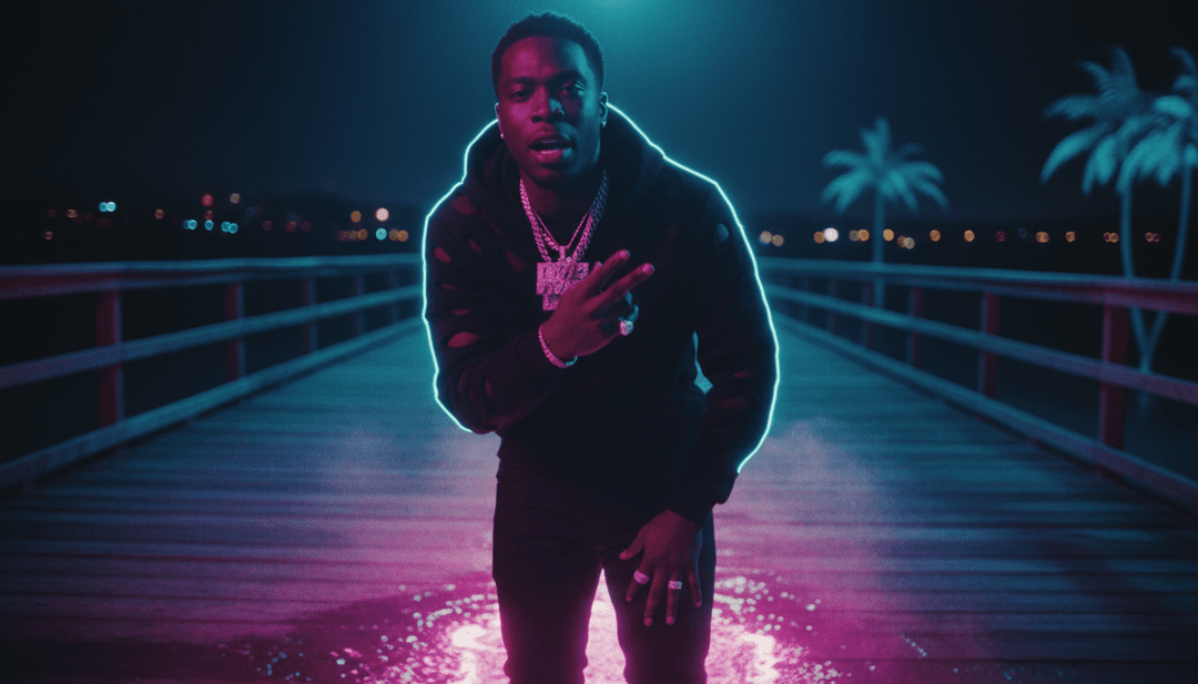 Dynamische, von KI generierte Visuals für 'Secrets', die eine Fusion aus Hip-Hop- und Trap-Ästhetik darstellen, passend zu Beats und Texten.