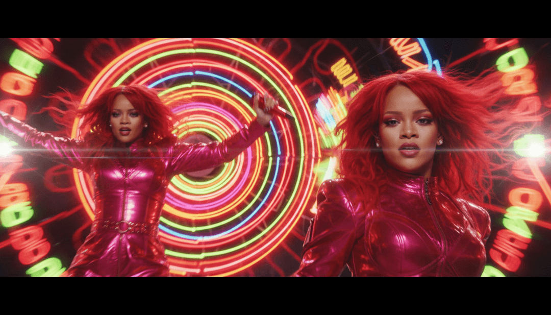 Ein Nutzer erstellt glücklich sein eigenes einzigartiges, von 'S&M' inspiriertes Musikvideo auf der freebeat.ai-Plattform, unterstützt durch KI-Tools.