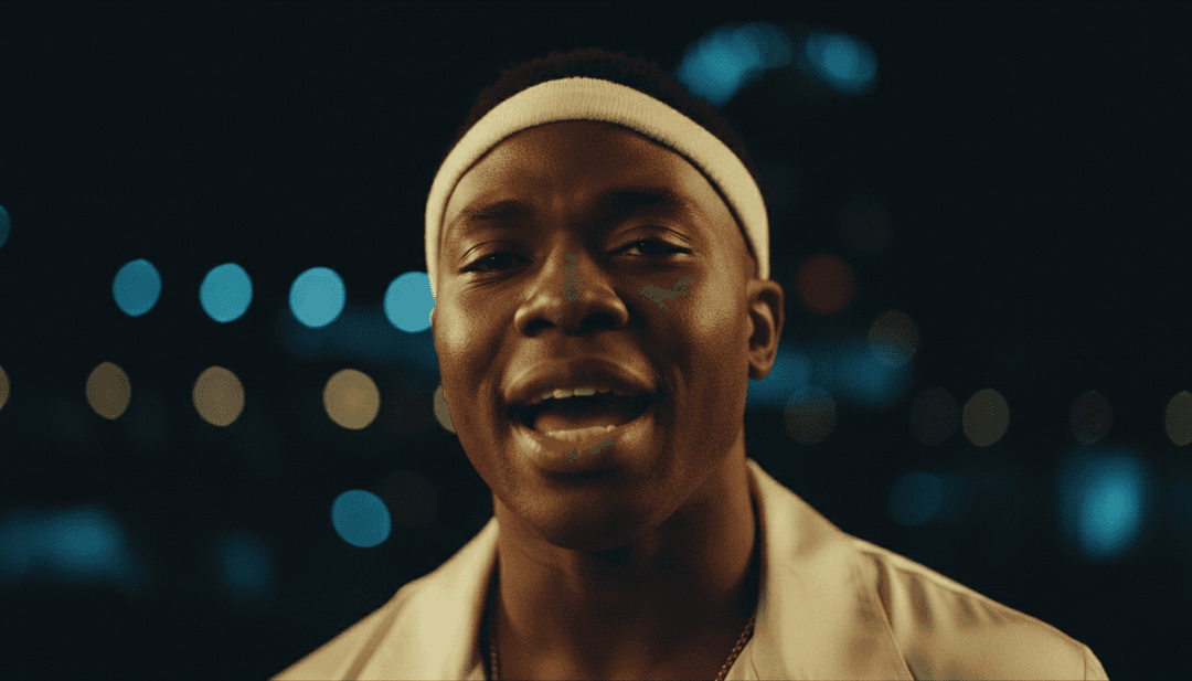 Ein Screenshot der Benutzeroberfläche von freebeat.ai, der Optionen zur Generierung von Musikvideos, zum Hinzufügen von `free captions` und zum Erstellen von `lyrics videos` aus einer Audiodatei zeigt.