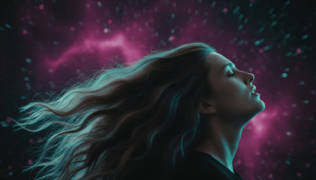 Ein fertiges, dynamisches Musikvideo für 'Tell Me Why - MEDUZA Remix' wird auf einem futuristischen Bildschirm abgespielt, während ein Creator zusieht, inspiriert von den Funktionen der freebeat.ai-Plattform.