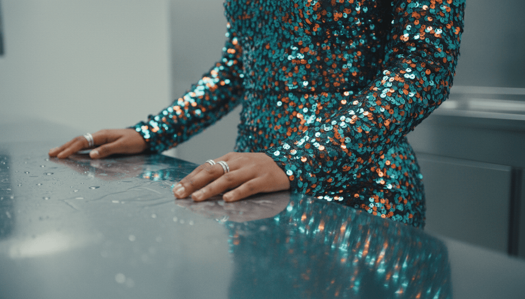 Scènes de clip musical dynamiques générées par l'IA, avec des effets d'eau, des tissus flottants et des motifs lumineux synchronisés, reflétant la chanson 'Water' de Tyla.