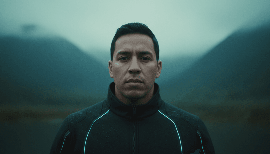 抽象的数字发光波纹，代表由 AI 诠释的 'Move Your Body' 中浩室和迪斯科的律动脉搏，并以视觉方式描绘声频。