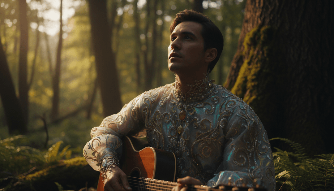 Uma interpretação profunda da IA das letras de 'MONTERO (Call Me By Your Name)' de Lil Nas X, visualizando temas de autodescoberta, desafio e imagética mítica, renderizados em cores vibrantes e simbólicas.