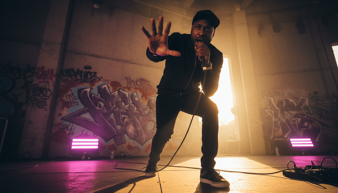 受 'Baddadan' 启发的抽象数字艺术，反映强烈的声波、脉动节拍和都市活力。