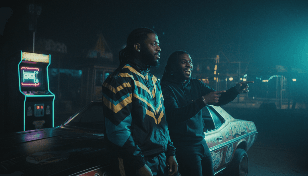 Ondas sonoras coloridas abstractas pulsando con el ritmo house de Friday, representando la interpretación de la música por IA.