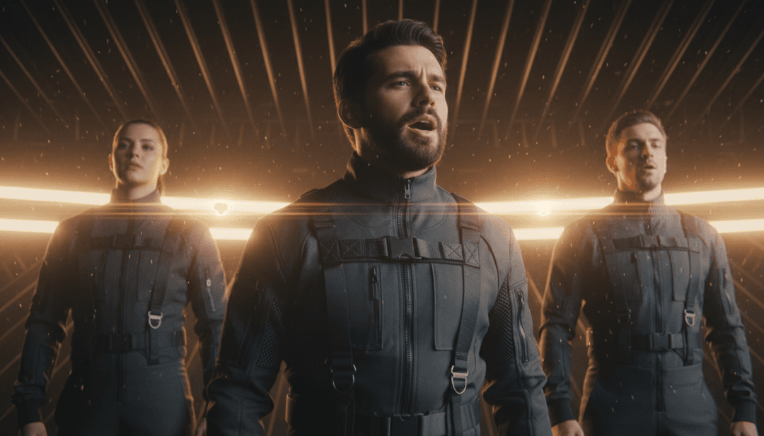 Eine abstrakte, leuchtende Wellenform, die "Love Tonight" von Shouse und David Guetta darstellt und von einem ausgeklügelten KI-Algorithmus analysiert wird.