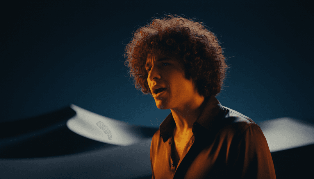 抽象视觉元素代表 'Sugar' 中的吉他即兴演奏和和声，通过 AI 转化为动态视频场景。