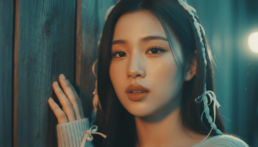 Un deslumbrante vídeo musical de K-pop para "Magnetic" de ILLIT, con bailarines sincronizados en escenarios futuristas, efectos de luz vibrantes y movimientos de cámara dinámicos generados por IA.