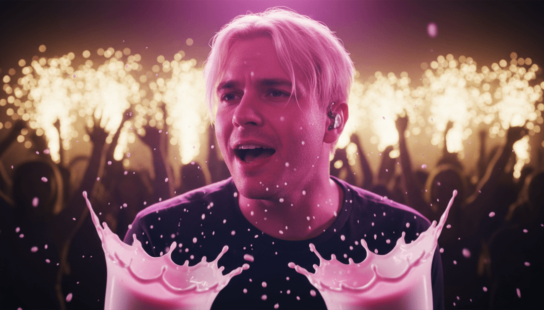 Un gruppo eterogeneo di utenti che interagiscono con la piattaforma freebeat.ai, creando video musicali personalizzati per canzoni come Levels di Avicii, con interfacce utente luminose.