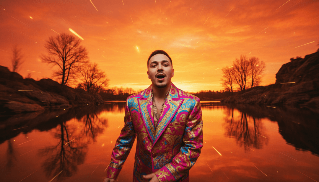 Belly Dancer 비트에 맞춰 움직이는 모래 언덕과 반짝이는 직물의 역동적인 장면으로, 음악에 맞춰 영상을 동기화하는 AI의 능력을 보여줍니다.