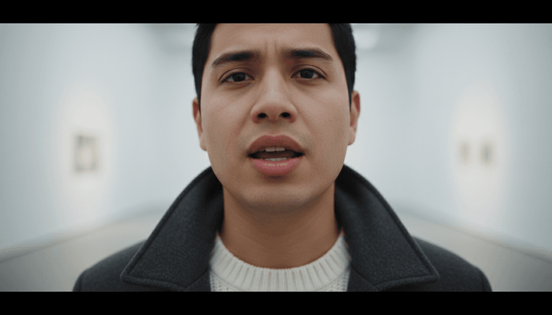 KI analysiert Akustikgitarren-Wellenformen und Clinton Kanes gefühlvollen Gesang, um erste visuelle Konzepte für 'I GUESS I'M IN LOVE' zu generieren.