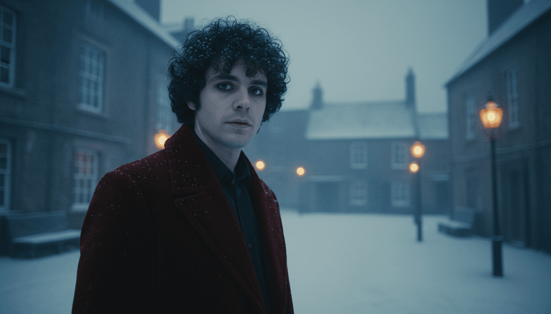 动态视觉器展示《Little Dark Age》的合成器波形在数字景观中转化为模糊身影和梦幻般的序列。