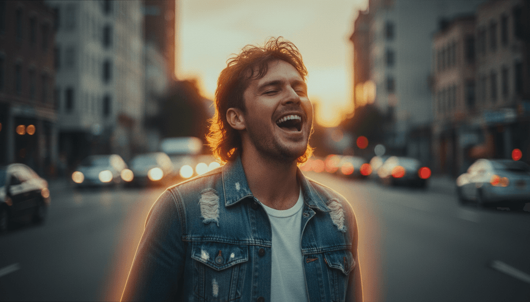 Representação visual abstrata de notas musicais e letras transformando-se em uma cena de vídeo musical coesa.