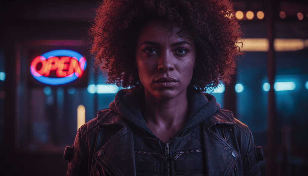 Dynamische, von KI generierte Visuals, mit stilisierten Filmszenen, inspiriert von SZA's 'Kill Bill', die schnelle Schnitte und dramatische Beleuchtung zeigen.