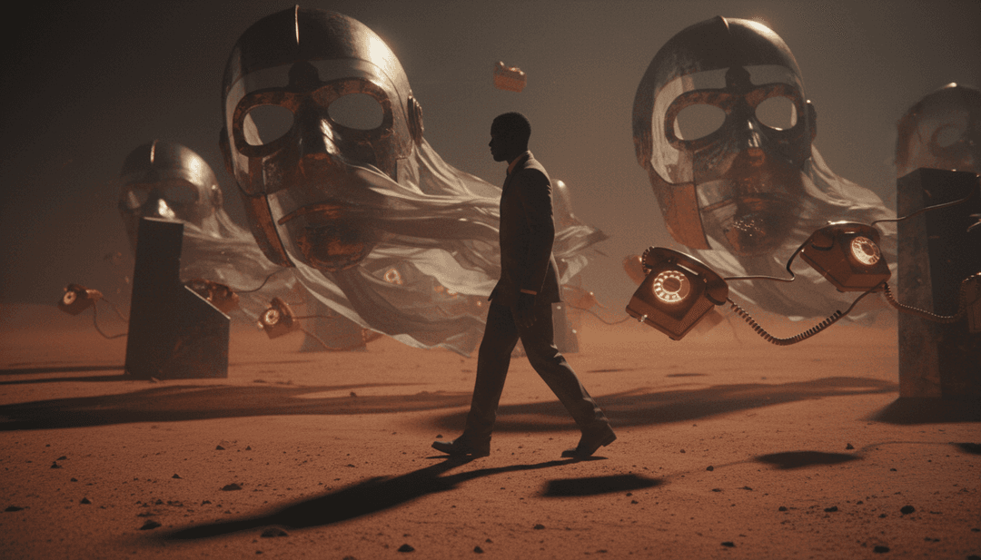 AIが生成したダイナミックな視覚シーン。Tyler, The Creatorの「Mother」の音楽要素を描写し、MP3からMP4へのコンバーターが動作している様子を示しています。