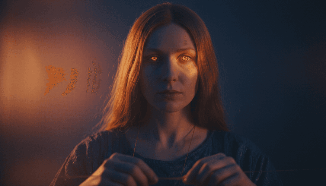 AI正在解析Florence + The Machine的'Sympathy Magic'中空灵的歌词和艺术流行声音，将森林场景与发光的古代符号可视化。