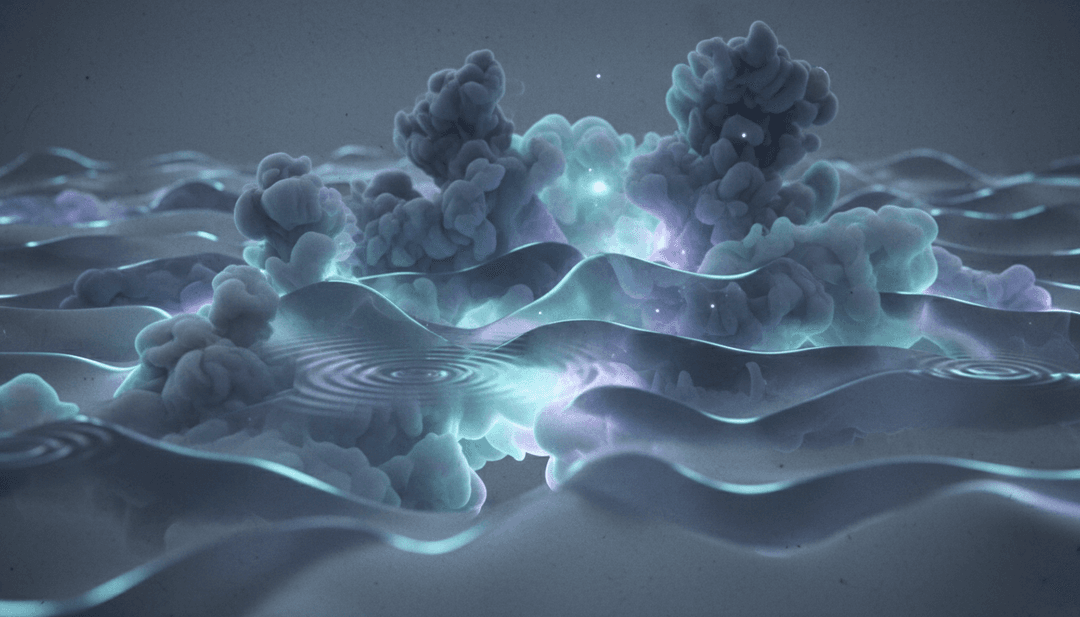 声波转化为艺术元素的抽象视觉表现，反映了 R&B 和 Lo-Fi 嘻哈流派流畅而内省的氛围。