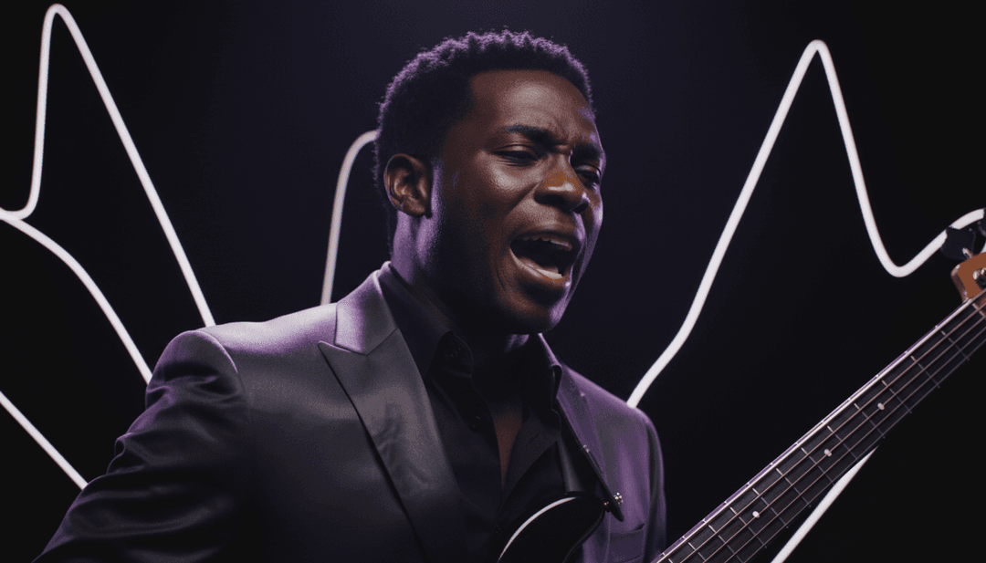 Sistema de IA analizando los intrincados elementos de hip-hop, funk y soul en la canción 'SHUT UP' de Tone Stith para informar la narración visual.