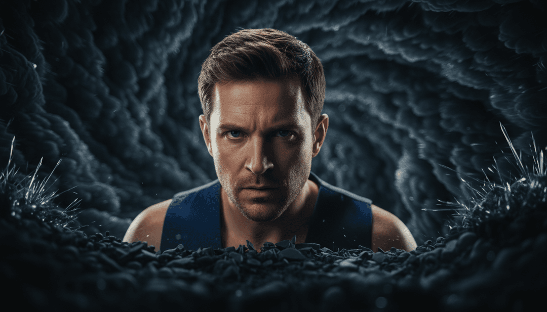 Visualización abstracta de ondas sonoras y ritmos trap transformándose en líneas brillantes y paisajes urbanos, representando la interpretación inicial de la IA de "Aye Girl" de Blxst.