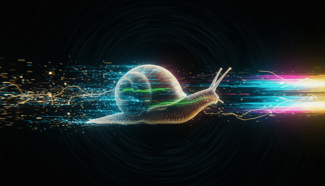 Abstrakte Visuals, die die verträumte, melancholische Stimmung von Thundercat's 'I Wish I Didn’t Waste Your Time'-Texten repräsentieren, mit leuchtenden Synthie-Wellen und ätherischen Echos.