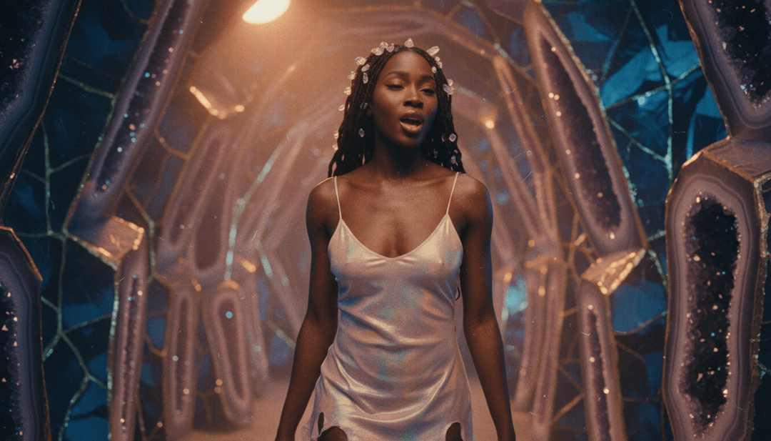 Storyboard visuel décrivant des scènes générées par l'IA basées sur la dynamique musicale de 'What A Life', montrant un lever de soleil progressif.