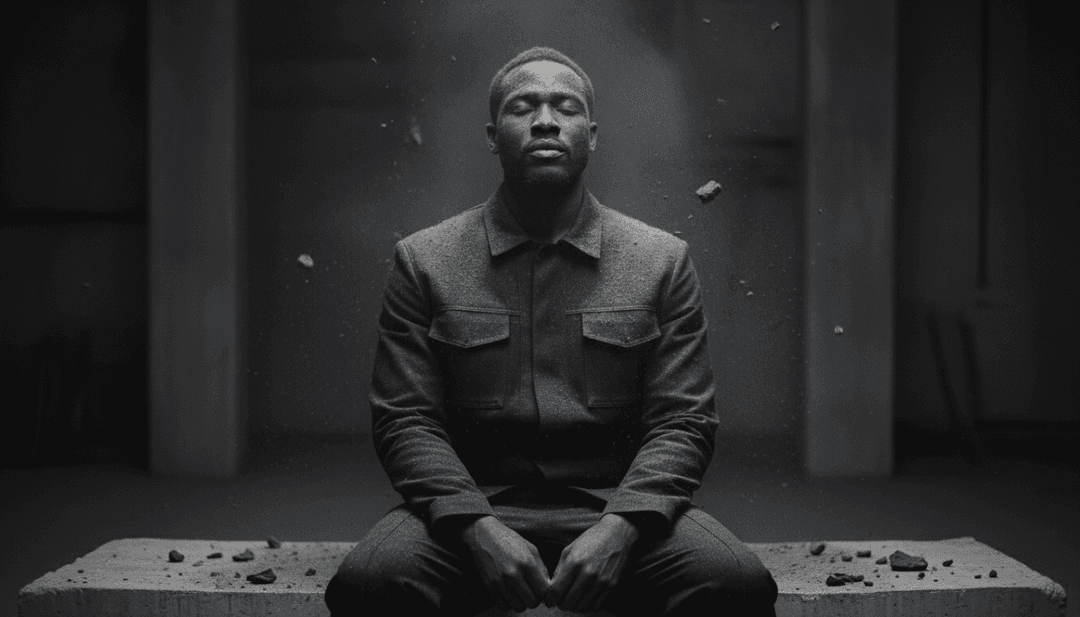 IA analizando las formas de onda de música R&B soul con representaciones visuales brillantes de emoción y ritmo.