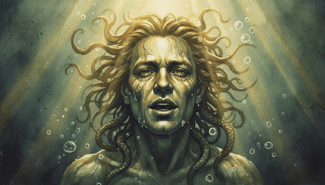 Usuário assistindo felizmente seu videoclipe de IA gerado para 'Medusa' de John Michael Howell em uma tela, com o logotipo freebeat.ai proeminente, significando facilidade de criação e alta qualidade.