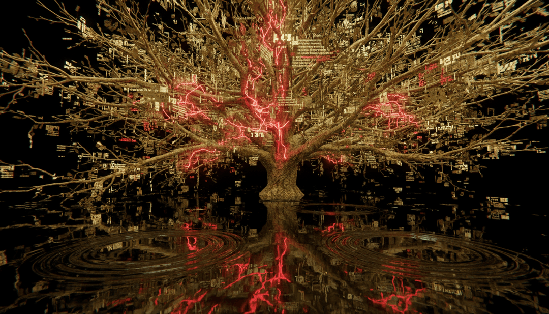 Polierter Frame aus einem KI-generierten Musikvideo für 'Mystical Magical', das lebendige Farben und fesselnde Bilder zeigt.