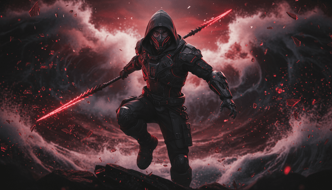 Visuais dinâmicos sincronizados com solos de guitarra e batidas de bateria no vídeo musical 'uhoh' de Koven Wei, criado por um gerador de vídeos musicais com IA com legendas gratuitas.