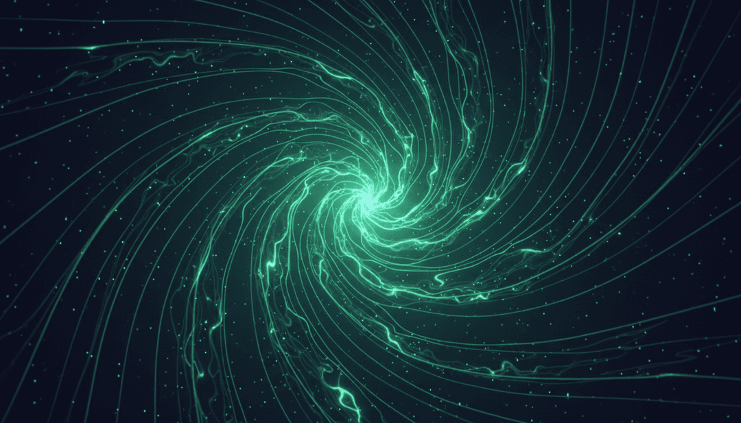 为 'Aging Young Women' 音乐视频创作的概念艺术作品，由 AI 呈现，画面中一位空灵、内省的女性形象置身于旋转的、幽灵般的元素之中。