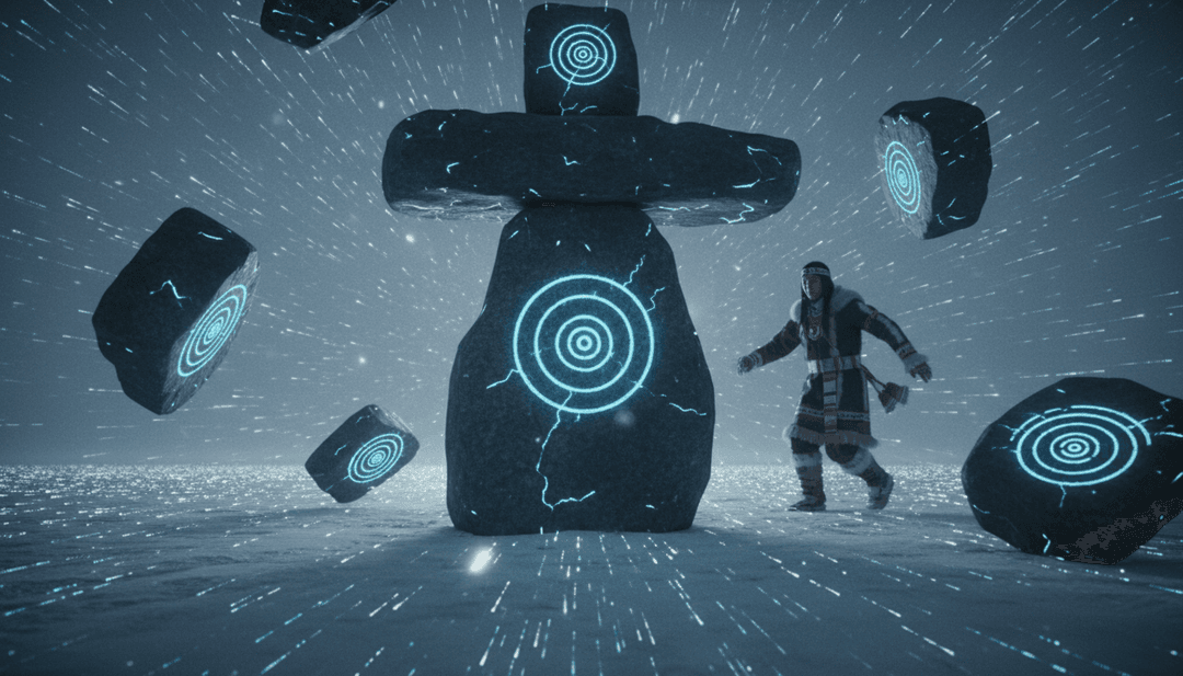 テクノビートに合わせて流動的に動く同期された光と抽象的な図形、音波と電子音楽のダイナミクスを鮮やかに視覚的に表現したもの。