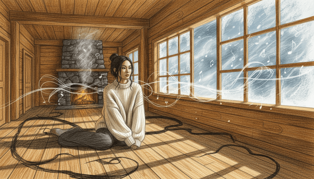 IA interpretando la profundidad emocional y la sensación mística de 'Sympathy Magic' de Florence + The Machine con visuales de telas fluidas y elementos naturales.