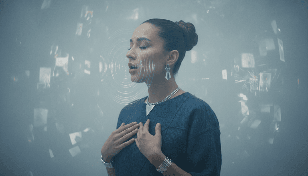 LUJAINの「Oblivion」の波形と歌詞のテーマを分析し、そのドリームポップのエッセンスを抽出し、宇宙の塵を視覚化するAIシステム。