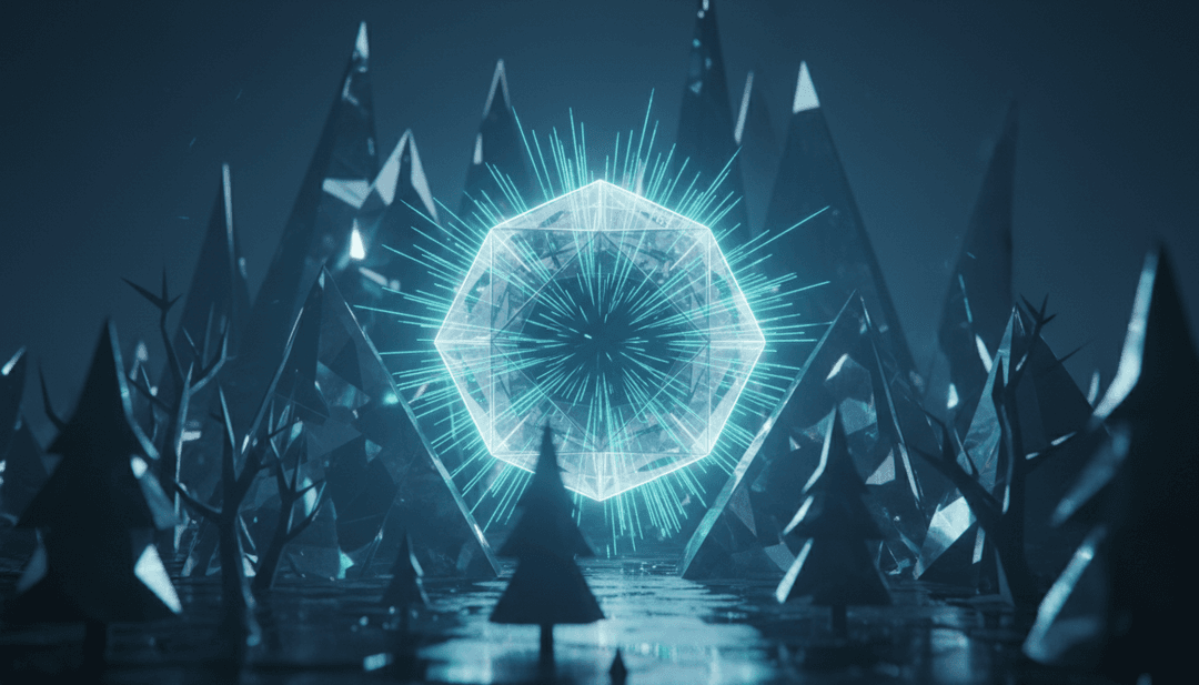 L'AI analizza le onde sonore e i temi lirici di 'Fluorescent' di Moyka con uno sfondo di motivi synth scintillanti e scie di luci al neon.