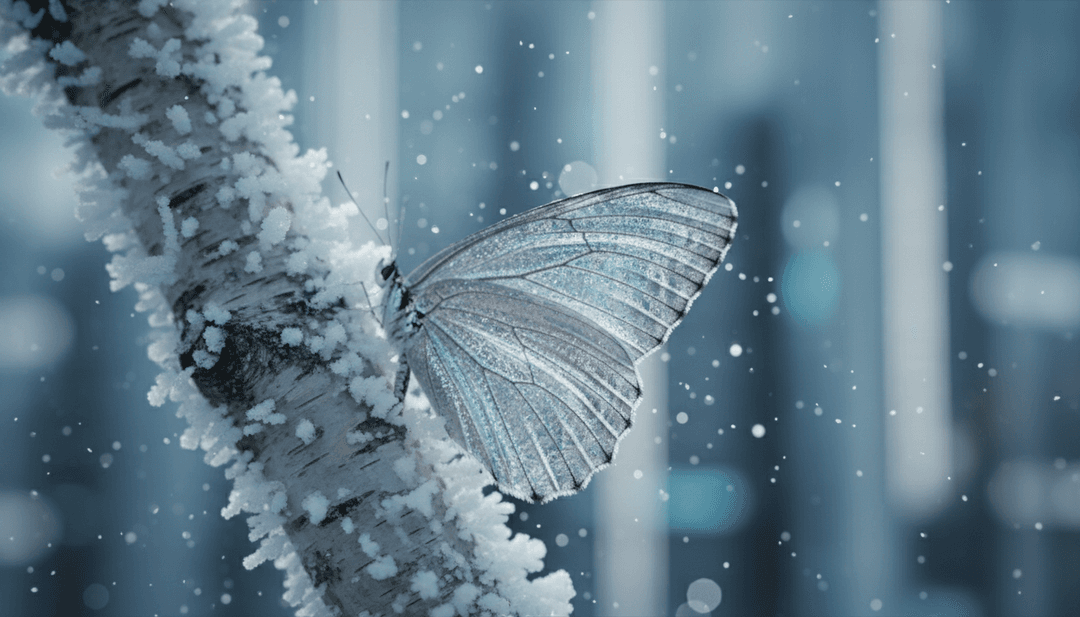 Uma representação visual abstrata de IA analisando ondas sonoras complexas e padrões líricos, transformando-os em uma animação conceitual de 'BUTTERFLY'.